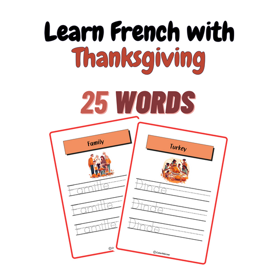 Trace the letter - Learn french with Thanksgiving 🦃