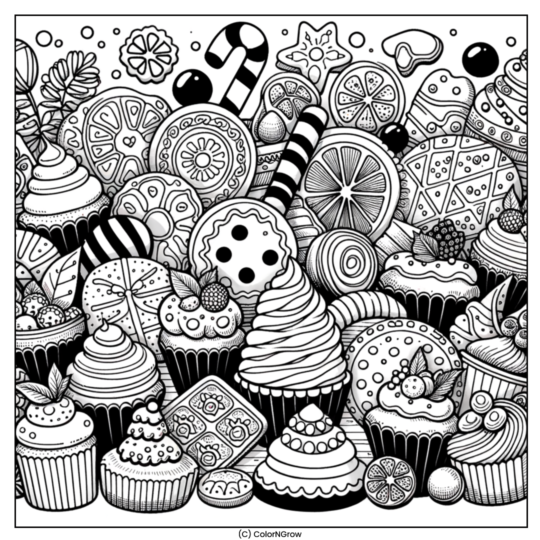 🍪 Sweet Treats Coloring Page