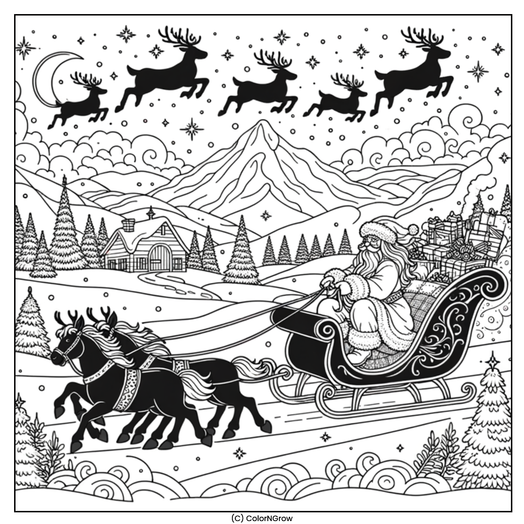 🎅✈️ Journey to the North Pole Coloring Page