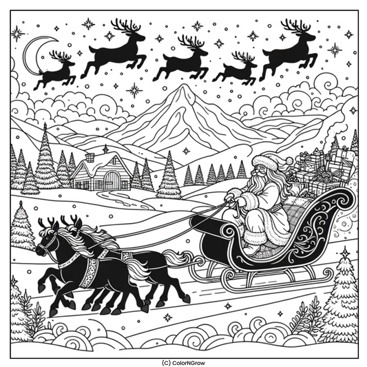 🎅✈️ Journey to the North Pole Coloring Page