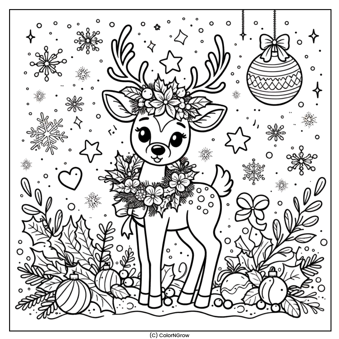 🦌 Joyful Reindeer Coloring Page