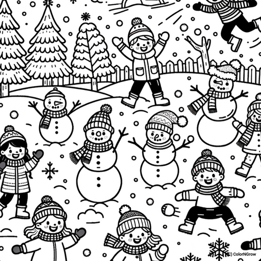 ⛄️ Playful Snow Day Coloring Page