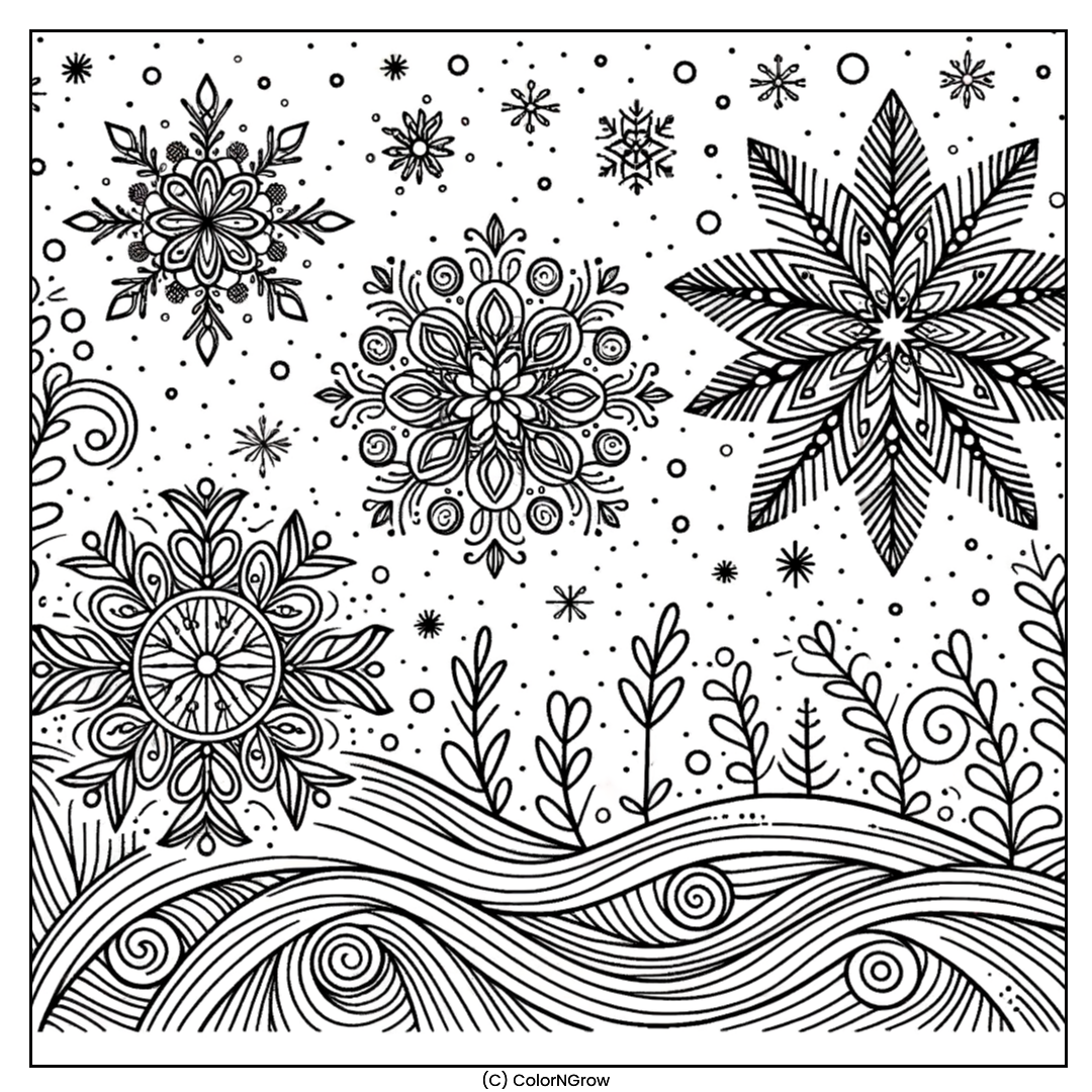 ❄️ Glittering Snowflake Coloring Page