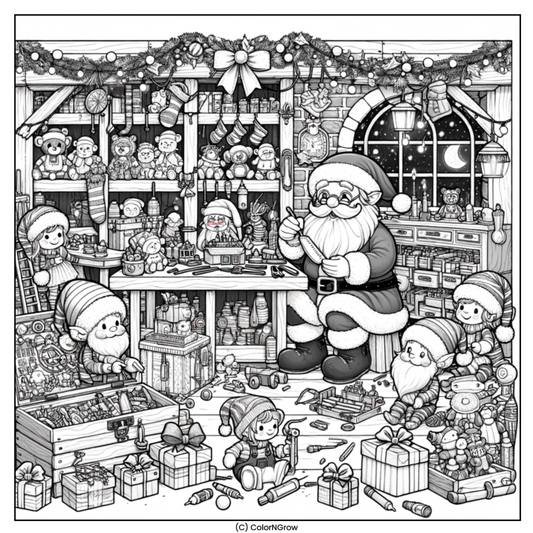 🎅🛠️ Santa's Workshop Coloring Page