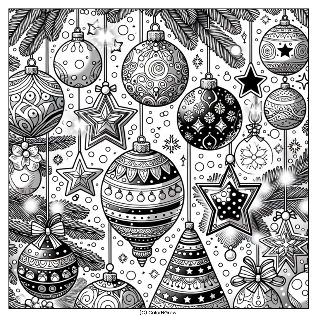 🎄✨ Festive Decorations Coloring Page