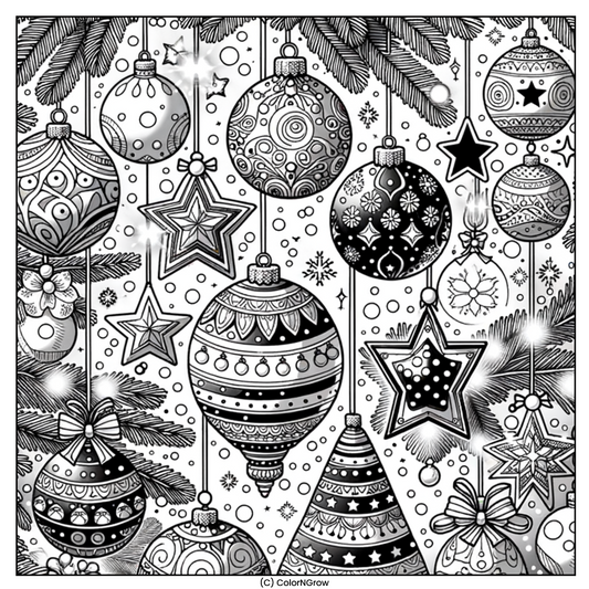 🎄✨ Festive Decorations Coloring Page