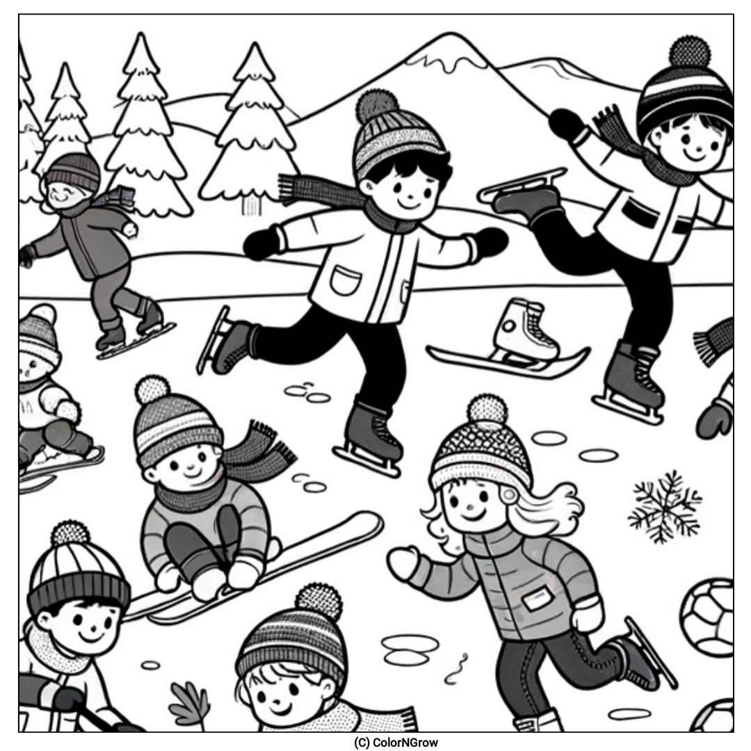 ⛸️ Frosty Fun Coloring Page