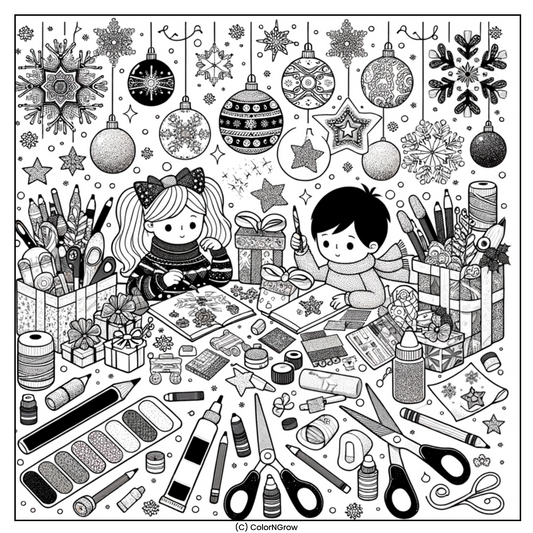 🎨 DIY Holiday Crafts Coloring Page