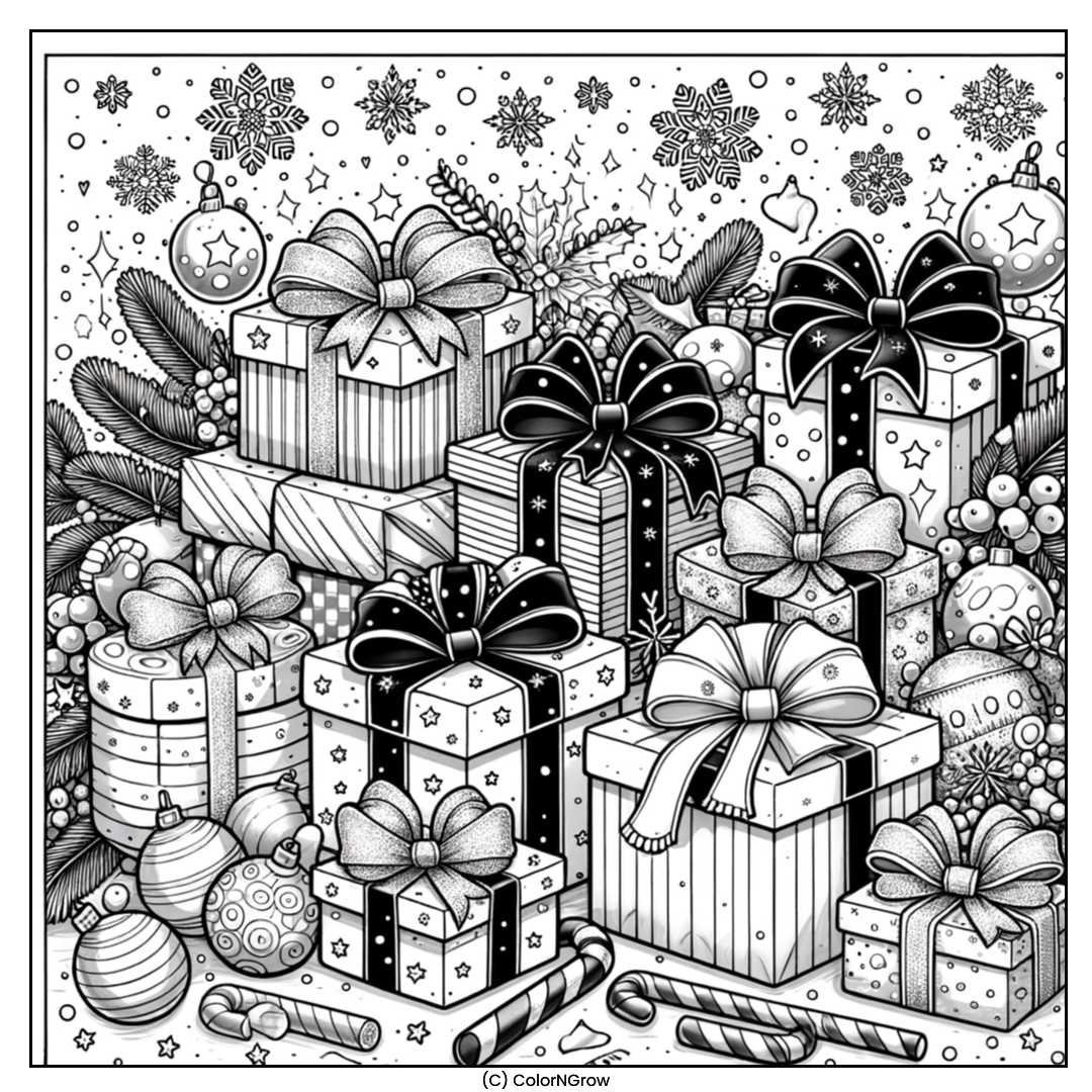 🎁 Gift Giving Fun Coloring Page