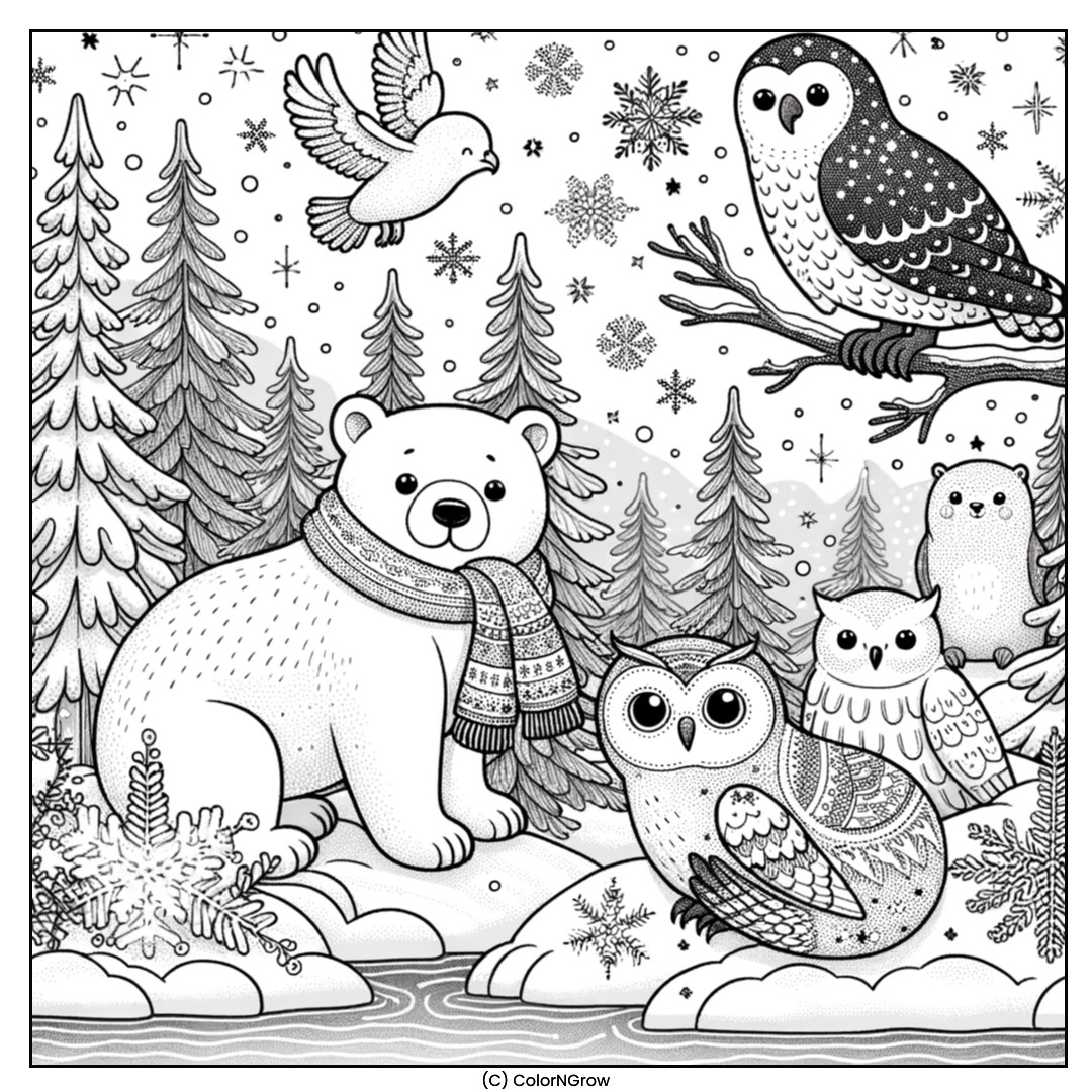 🐻❄️ Arctic Friends Coloring Page