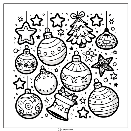 ✨ Festive Ornaments Coloring Page