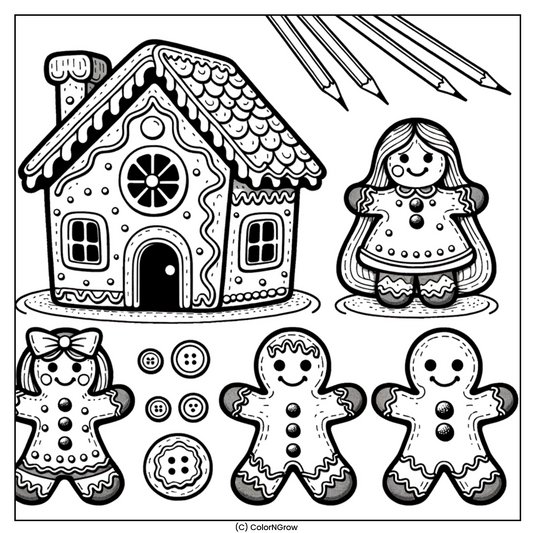 🍪 Sweet Gingerbread Friends Coloring Page