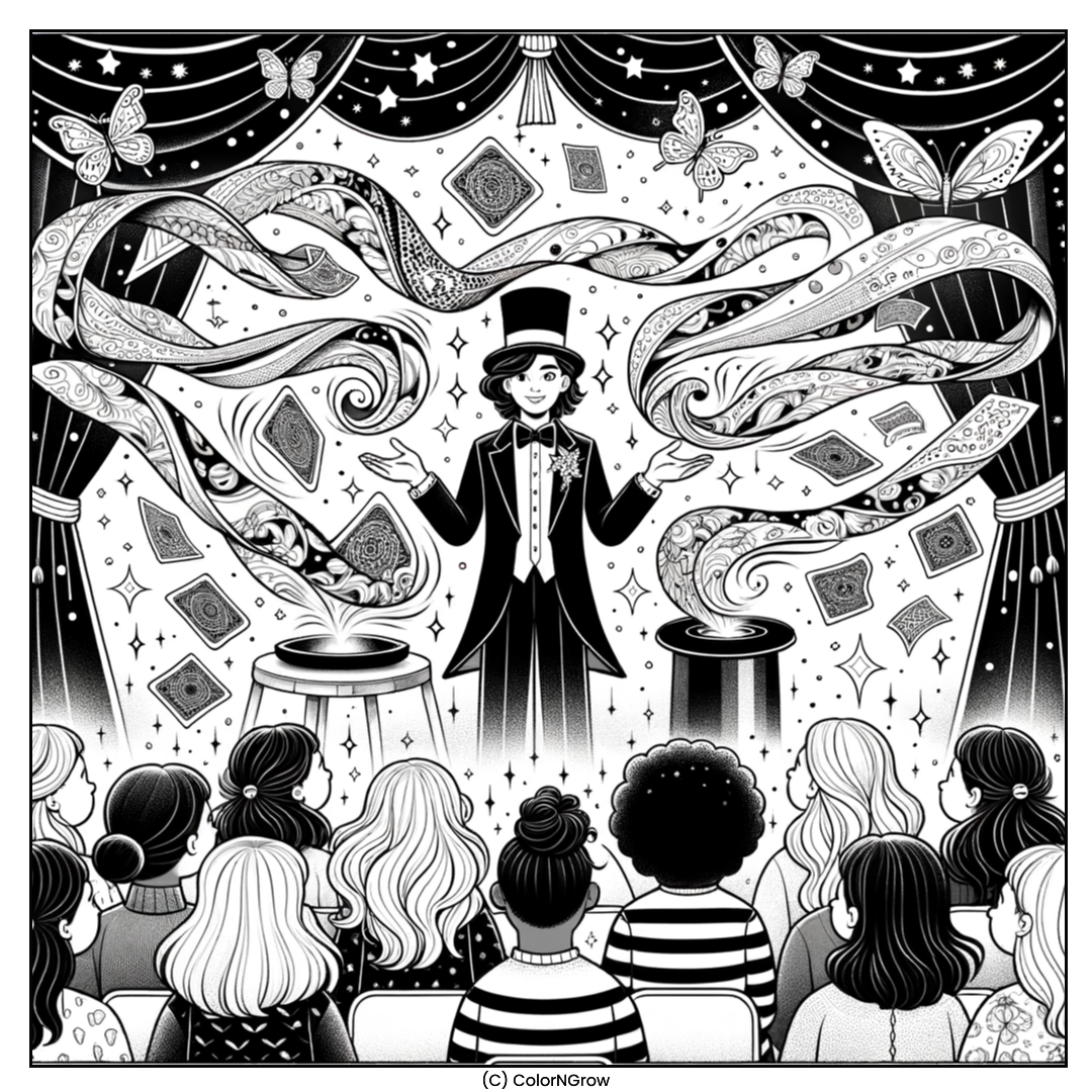 🎩 Enchanting Magic Show Coloring Page