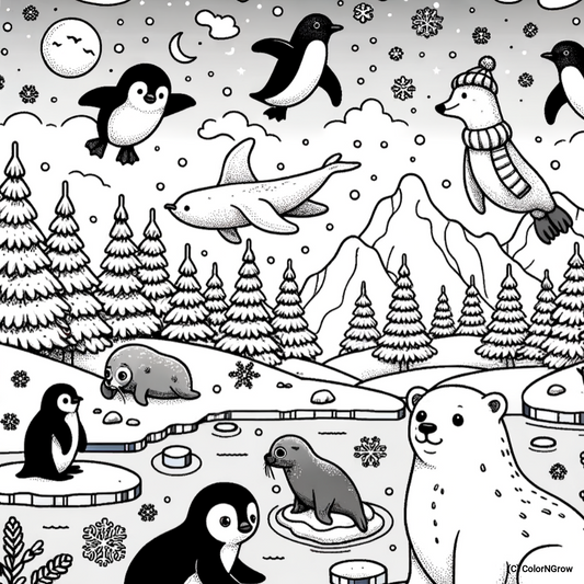 🐧 Arctic Adventure Coloring Page