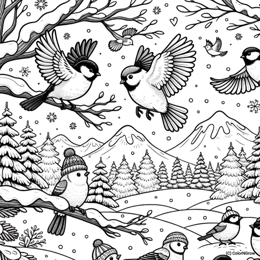 🐦 Chirpy Friends Coloring Page