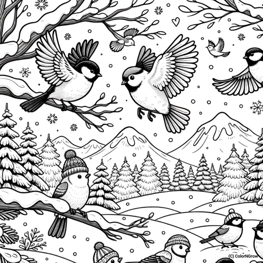 🐦 Chirpy Friends Coloring Page